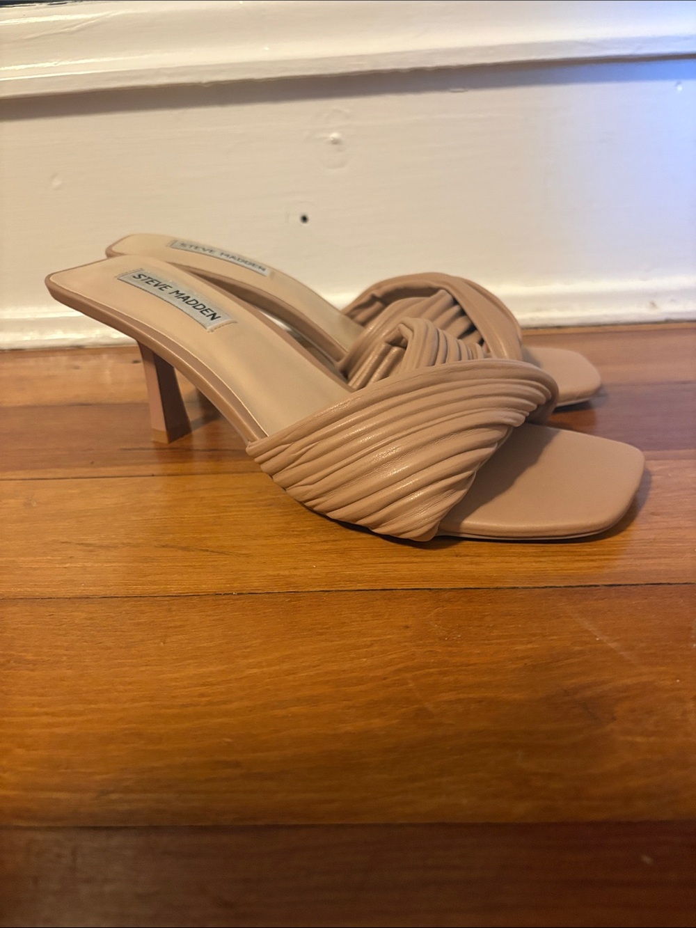 Steve Madden Taupe Braided Strap Kitten Heel Mules Size 9 - Picture 5 of 7